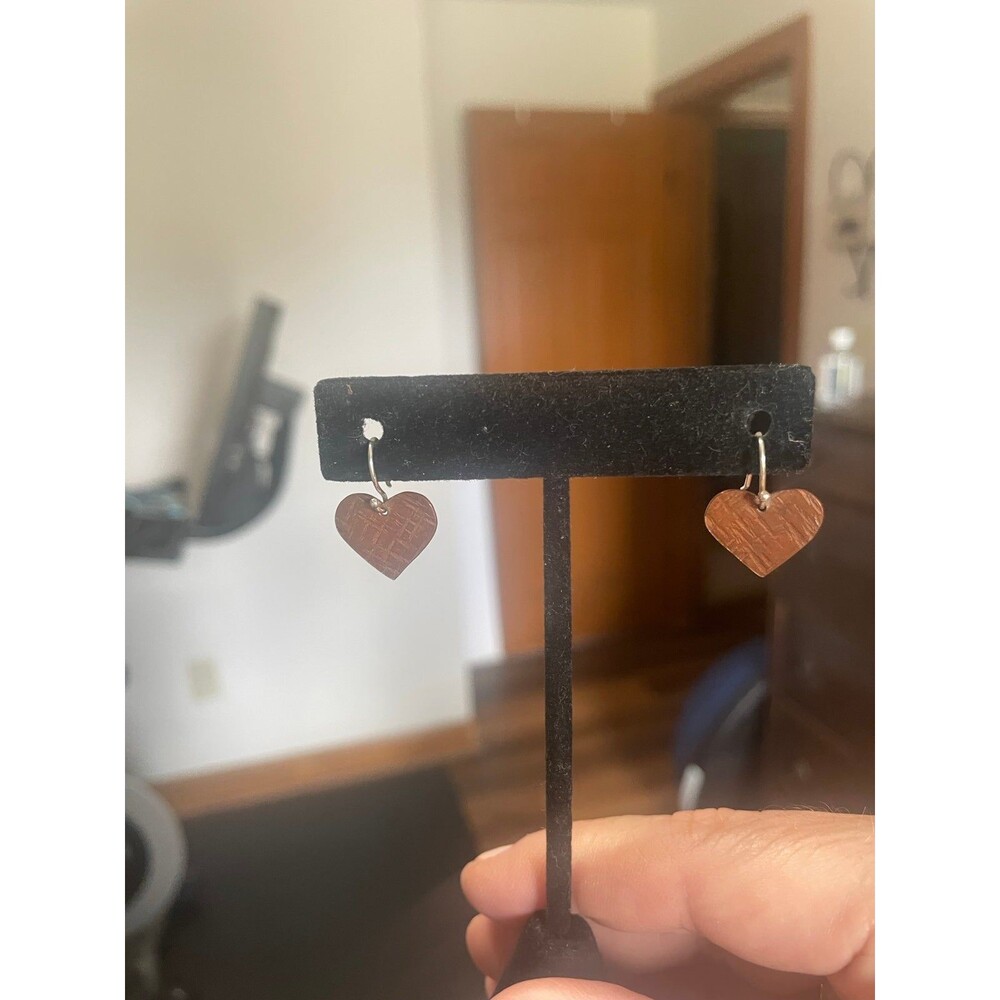 Handcrafted Copper Heart Earrings